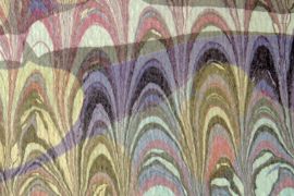 矢島美穂子のGALERIE6のルリユールの材料の紹介「装飾紙」のいろいろPeigné sur fond caillouté＝二重マーブル