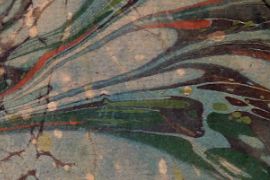 矢島美穂子のGALERIE6のルリユールの材料の紹介「装飾紙」のいろいろモダンなマーブル紙Ondulé moderne sur fond caillouté＝小石模様上の波形模様