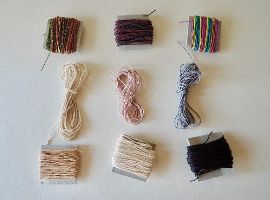 矢島美穂子のGALERIE5ルリユールの材料を使って＜紙の本＞のために『栞』をつくるの材料・紐＝リリィコードなど