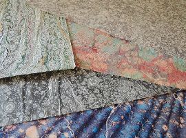 矢島美穂子のGALERIE5ルリユールの材料を使って＜紙の本＞のために『栞』をつくるの材料・伝統的なモチーフのマーブル紙