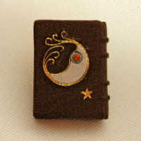 矢島美穂子のLivre d'art作品＜プチ・ルリ＞名作シリーズ③「雨ニモマケズ」宮沢賢治＜茶の表紙に月と星＞