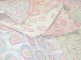 矢島美穂子のGALERIE5ルリユールの材料を使って＜紙の本＞のために『栞』をつくるの材料・モダンなモチーフのマーブル紙