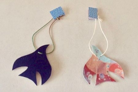 矢島美穂子のGALERIE5のルリユールの材料を使って＜紙の本＞のために『栞』をつくる立原道造「夢みたものは…」の＜栞・SHIORI＞の全体